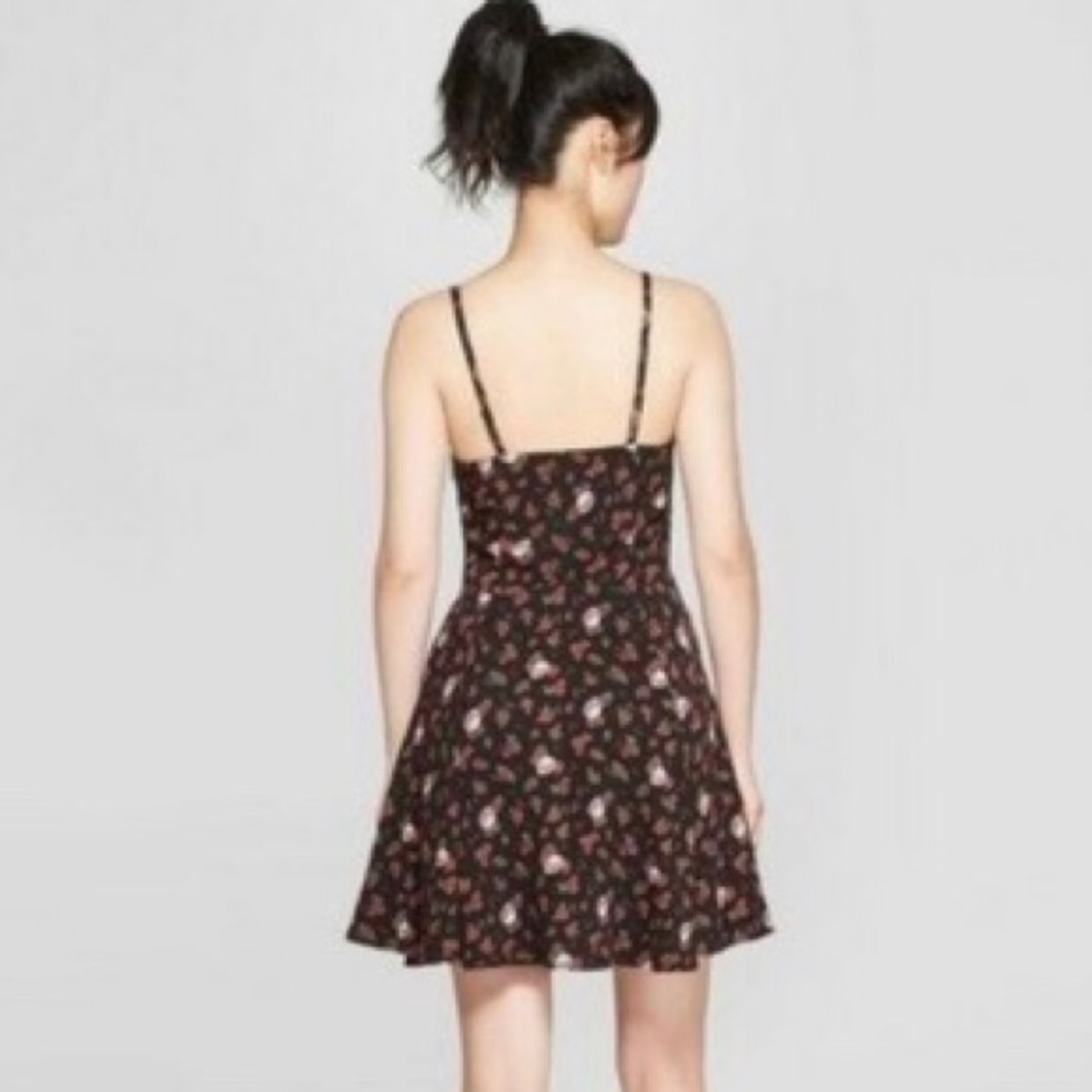 Junk Food Rose and Skull Black Skater Dress XS